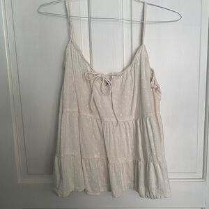 Old Navy Cream Tiered Swiss Dot Tank
